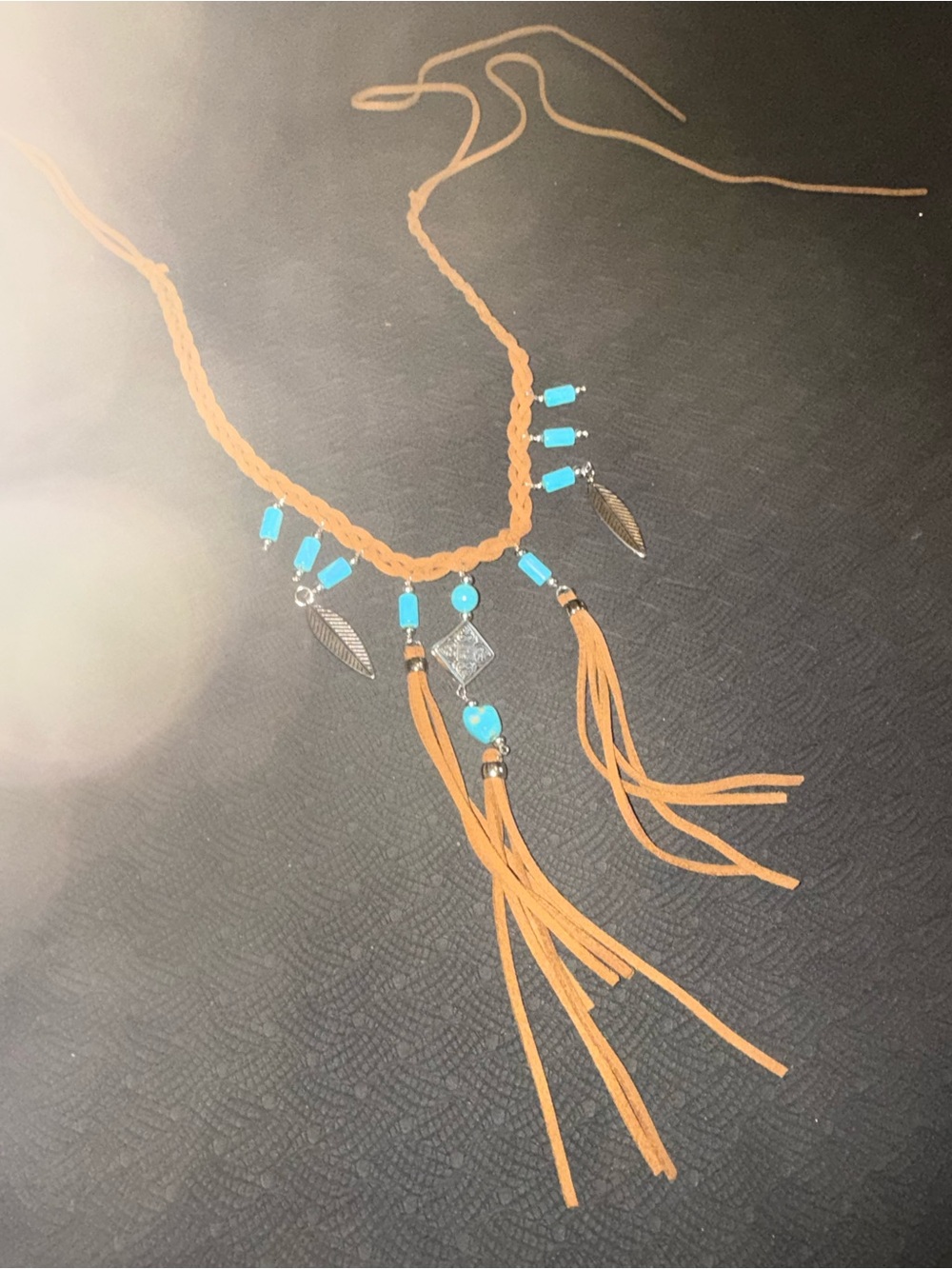 Boho Turquoise Beaded Fringe Necklace - Orange 3